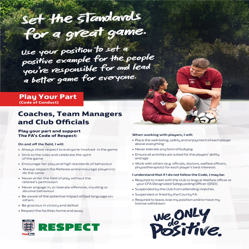 FA Respect Code of Conduct - Coaches, Team Managers and Club Officials